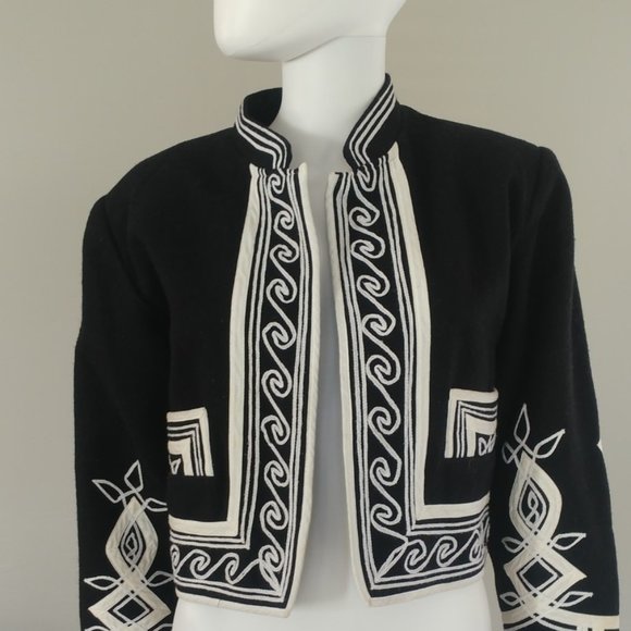 Vintage CHAQUETA Jacket 100% Wool Cropped Length/Full Sleeve Southwest Statement - Picture 1 of 5